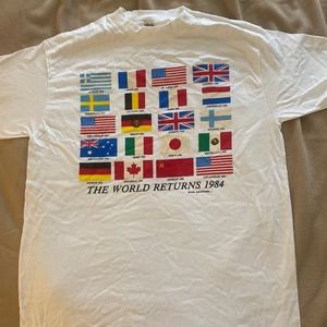 Rare 1984 USA Summer Olympics COUNTRY FLAGS HISTORY Shirt - NEW CONDITION 🇺🇸